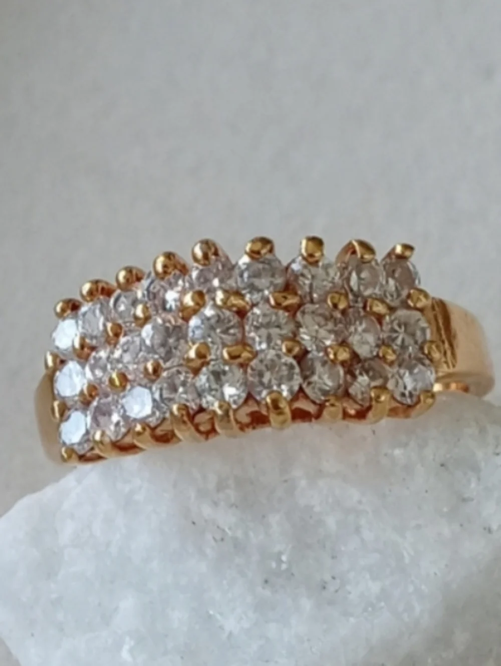 Gold Band with three rows of Rhinestones size 11 - Picture 7 of 7